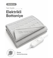 Beylini OMAK Tek Kişilik Elektrikli Battaniye Tam Güvenlikli Dayanıklı Çift Kademeli Termostatlı Elektrikli Yatak Isıtıcı 90x145 CM