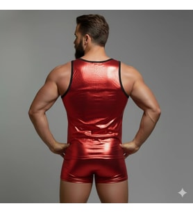 Erkek Kırmızı Lame Tank Top Boxer Takımı