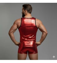 Erkek Kırmızı Lame Tank Top Boxer Takımı