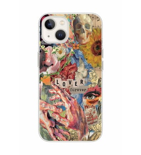 Iphone 13 Uyumlu Aesthetic Vintage Kolaj Desenli Şeffaf Telefon Kılıfı