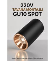 Siyah Gold Metal GU10 Spot Armatür 4000K Gün Işığı - Ampul Dahil