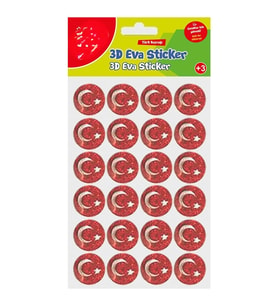 Simli Eva Sticker Ay Ve Yıldız 24'lü Sticker