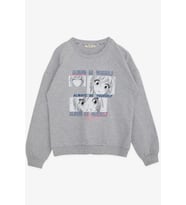 Breeze Kız Çocuk Sweatshirt Şaşkın Kız Baskılı 9-14 Yaş, Gri Melanj