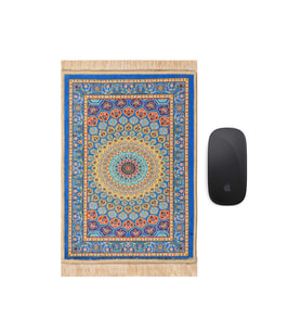 Bursa İpek Mavi Dekoratif Küçük Halı Mousepad
