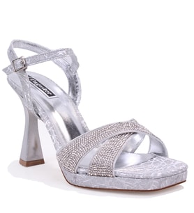 Dagoster DZA07-337650 Gümüş 10.5 cm Kalın Topuklu Platform Kadın Ayakkabı