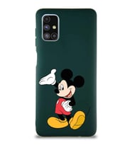 Samsung Galaxy M51 Soft Premier Kapak Mickey Mouse-C Tasarımlı Silikon Kılıf - Yeşil (Şeffaf)