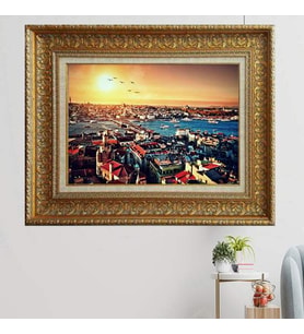 Gold Altın Kalın Çerçeveli Paspartulu Tablo vk1667