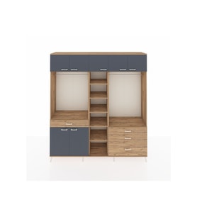 Hyperion Dolap 11 Raflı 4 Çekmeceli 2 Askılı 220x44x243 Çam-Antrasit/Çam