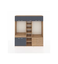 Hyperion Dolap 11 Raflı 4 Çekmeceli 2 Askılı 220x44x243 Çam-Antrasit/Çam