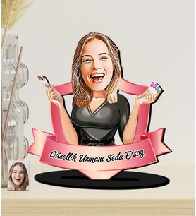 Güzellik Uzmanı - Nail Artist Karikatürlü Ahşap Biblo (Çok Renkli)