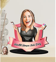 Güzellik Uzmanı - Nail Artist Karikatürlü Ahşap Biblo (Çok Renkli)