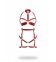 Mulvxbrf Brf02 Kırmızı Harness Takım Altın Tokalı Zincir Detaylı Deri Set - Brf1016 (Mulvix)