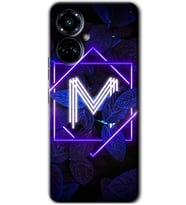 Tecno Camon 19 Pro Kılıf HD Desen Baskılı Kılıf - Dark Neon Yaprak M Harfi