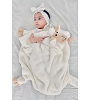 Krem Sevimli Kuzucuk Bebek Çocuk Battaniyesi Kışlık Peluş Welsoft Koyun Kuz