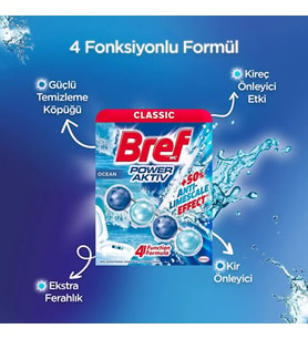Bref Power Aktiv Klozet Bloğu (İç Adet 1 Li Pk) Okyanus Kokulu