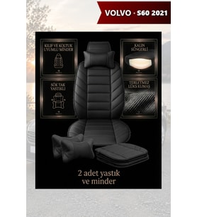 volvo s60 2021 Koltuk ve Kılıf uyumlu Lüks Siyah Yastık Minder 2 Minder 2 Yastık