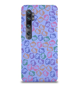 Xiaomi Mi Note 10 Pro Uyumlu Lansman Kılıf Hello Kitty Tasarımlı İçi Kadife Kapak-Lila (Şeffaf)