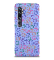 Xiaomi Mi Note 10 Pro Uyumlu Lansman Kılıf Hello Kitty Tasarımlı İçi Kadife Kapak-Lila (Şeffaf)