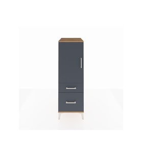 Kronos Dolap 2 Raflı 2 Çekmeceli Tek Kapaklı 44x59x134 Çam-Antrasit