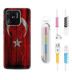 Xiaomi Redmi Note 7 8 9 Pro 10 2022 10 Pro 10S Kılıf Kablo Koruma Spiral Silikon Şanlı Türk Bayrağı 2 1317