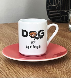 Kişiye Özel Dog Mom Türk Kahvesi Fincanı Köpek Annesi (Pembe)
