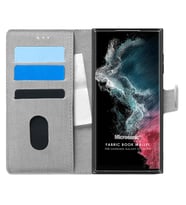 Microsonic Samsung Galaxy S22 Ultra Kılıf Fabric Book Wallet Gri