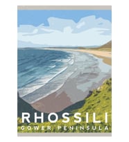 Rhossili Plajı - Gower Yarımadası Tablo Ahşap Poster Dekoratif