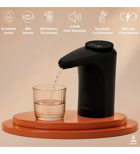 Pizen Flow USB Şarjlı Otomatik Damacana Su Pompası Tds Ölçer 250ML 500ML 1l 2l Ölçü Özellikli