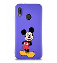 Huawei P20 Lite Soft Premier Kapak Mickey Mouse-B Tasarımlı Silikon Kılıf - Mor (Şeffaf)