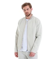Hatemoğlu Bej Slim Fit Çizgili Dik Yaka Basic Mevsimlik Mont