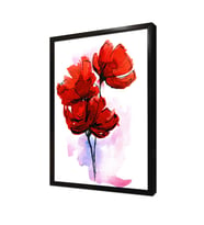 Kırmızı Çiçek Çerçeveli Mdf Tablo