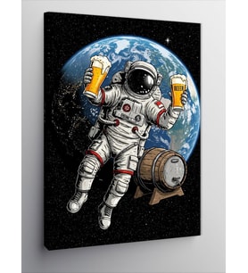 Kanvas Tablo Astronot Ve Bira Kutusu