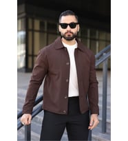 Dikiş Detaylı Düğmeli Mevsimlik Ceket (Kahverengi)