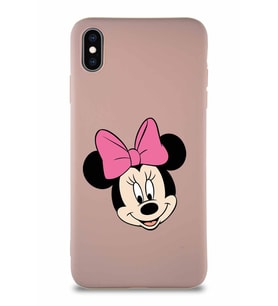 Apple iPhone XS Max Soft Premier Kapak Minnie Mouse-C Tasarımlı Silikon Kılıf - Pudra (Şeffaf)