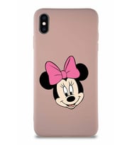 Apple iPhone XS Max Soft Premier Kapak Minnie Mouse-C Tasarımlı Silikon Kılıf - Pudra (Şeffaf)