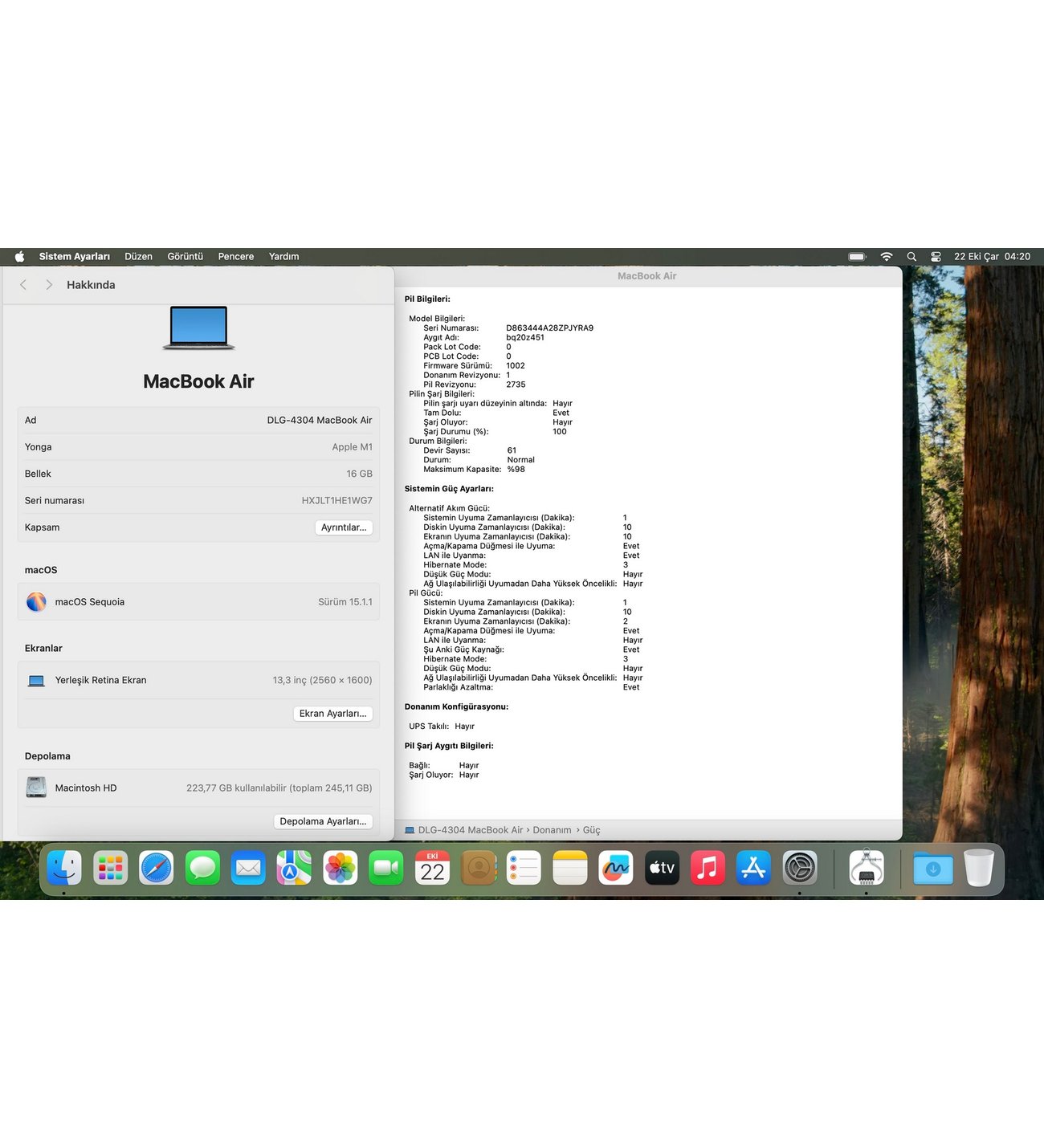 Apple MacBook Air M1 16GB RAM 256GB SSD 13.3” Uzay Grisi Z1240009K