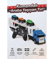 Oyuncak Uzaktan Kumandalı Araba Taşıyan Tır 35 cm - 6 Adet Mini Arabalı Set 1:32 Ölçek