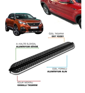 PEUGEOT 3008 UYUMLU 2016 2017 2018 2019 2020 2021 2022 2023 2024 ARACA ÖZEL YAN BASAMAK