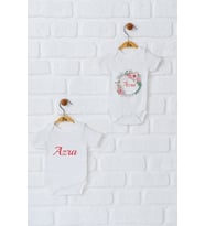 Pia Baby Premium %100 Pamuk İsme Özel Organik Baskılı İkili Set Çıtçıtlı Bebek Body Zıbın Modelleri 5013-17 (Ekru)