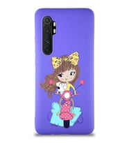 Xiaomi Mi Note 10 Lite Soft Premier Kapak Vespagirl Tasarımlı Silikon Kılıf - Mor (Şeffaf)