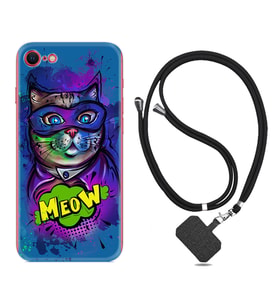 Apple iPhone 5 6 7 8 Plus Se XR Kılıf Boyun Askılı Silikon Super Meow 1715