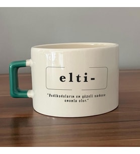 Elti Baskılı Yeşil Kulplu C Fincan