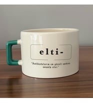 Elti Baskılı Yeşil Kulplu C Fincan