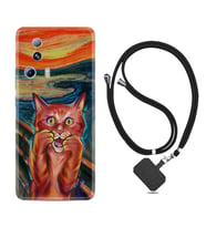 Xiaomi Mi 13 Lite Kılıf Silikon Boyun Askılı İpli Desenli Silikon Tablo Cat 1788
