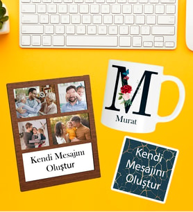 Kişiye Özel Baş Harf İsim Soyisim Beyaz Kupa 4 Fotoğraflı Ve Kendi Mesajını Oluştur Kolaj Siyah Çerçeve Ve Kendi Mesajını Oluştur Kart Seti