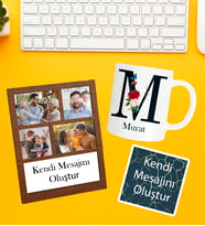 Kişiye Özel Baş Harf İsim Soyisim Beyaz Kupa 4 Fotoğraflı Ve Kendi Mesajını Oluştur Kolaj Siyah Çerçeve Ve Kendi Mesajını Oluştur Kart Seti