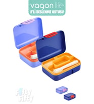 Vagonlife 2’li Beslenme Kutusu  ( Seçtiğiniz Renkte 2 Adet Gönderilir ) (Gri - Bebe Mavi)