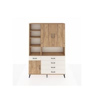Arges Dolap 8 Raflı 5 Çekmeceli 3 Kapaklı 132x30x195 Çam-Çam/Aytaşı