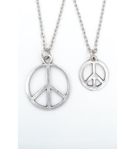 2'li Peace Barış Sembolü Gümüş Kaplama Kolye Seti