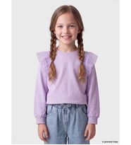 LC WAIKIKI Lila Bisiklet Yaka Fırfırlı Kız Çocuk Sweatshirt